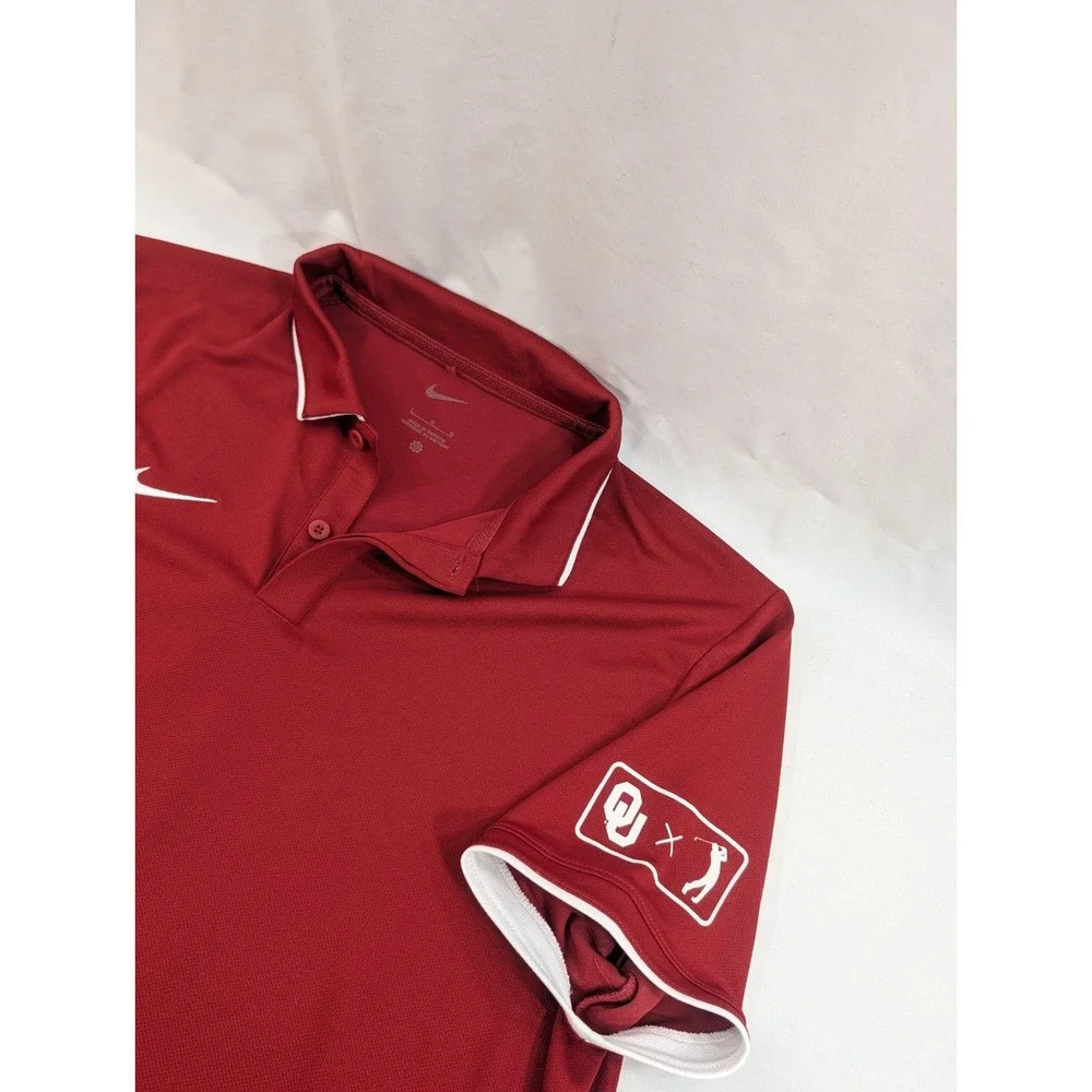Oklahoma Sooners Golf Team Polo Shirt Mens  Large Red‎ Nike Dri Fit Short Sleeve